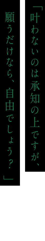 「叶わないのは承知の上ですが、願うだけなら、自由でしょう？」